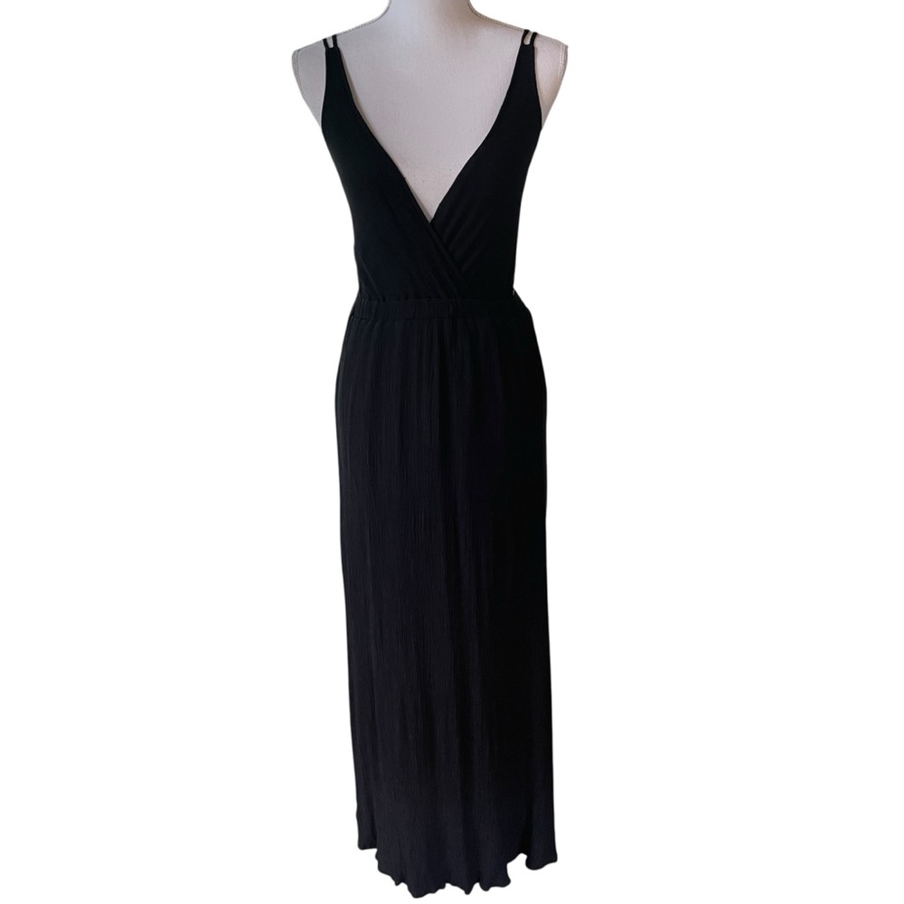 Lulu’s Black Sexy V-Neck Maxi Dress.  Size S